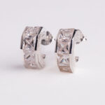 Srebrne naušnice “Kvadratne polualke cirkon” 1