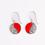 Srebrne naušnice “Krug s kružićima spužva-koralj“