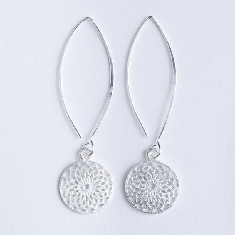 Srebrne naušnice “Rozeta na dugoj udici”