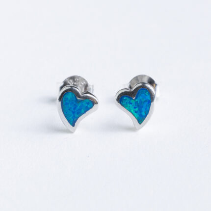 Srebrne naušnice “Mala srca s opalom” 2
