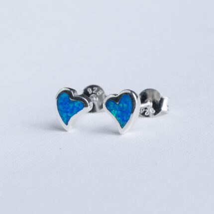 Srebrne naušnice “Mala srca s opalom” 1