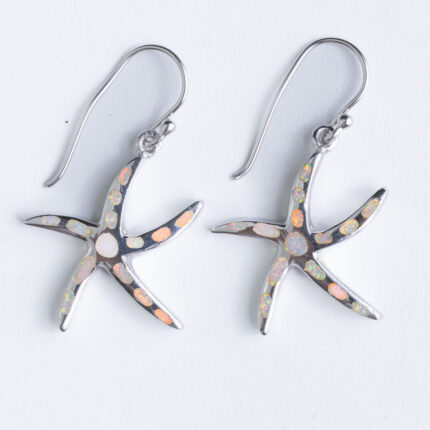 Srebrne naušnice “Viseće morske zvijezde s opalom”