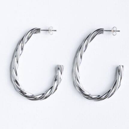 Srebrne naušnice “Pletene polualke”