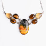 Srebrna ogrlica “Bumblebee jasper, tigrovo oko i citrin“ 1