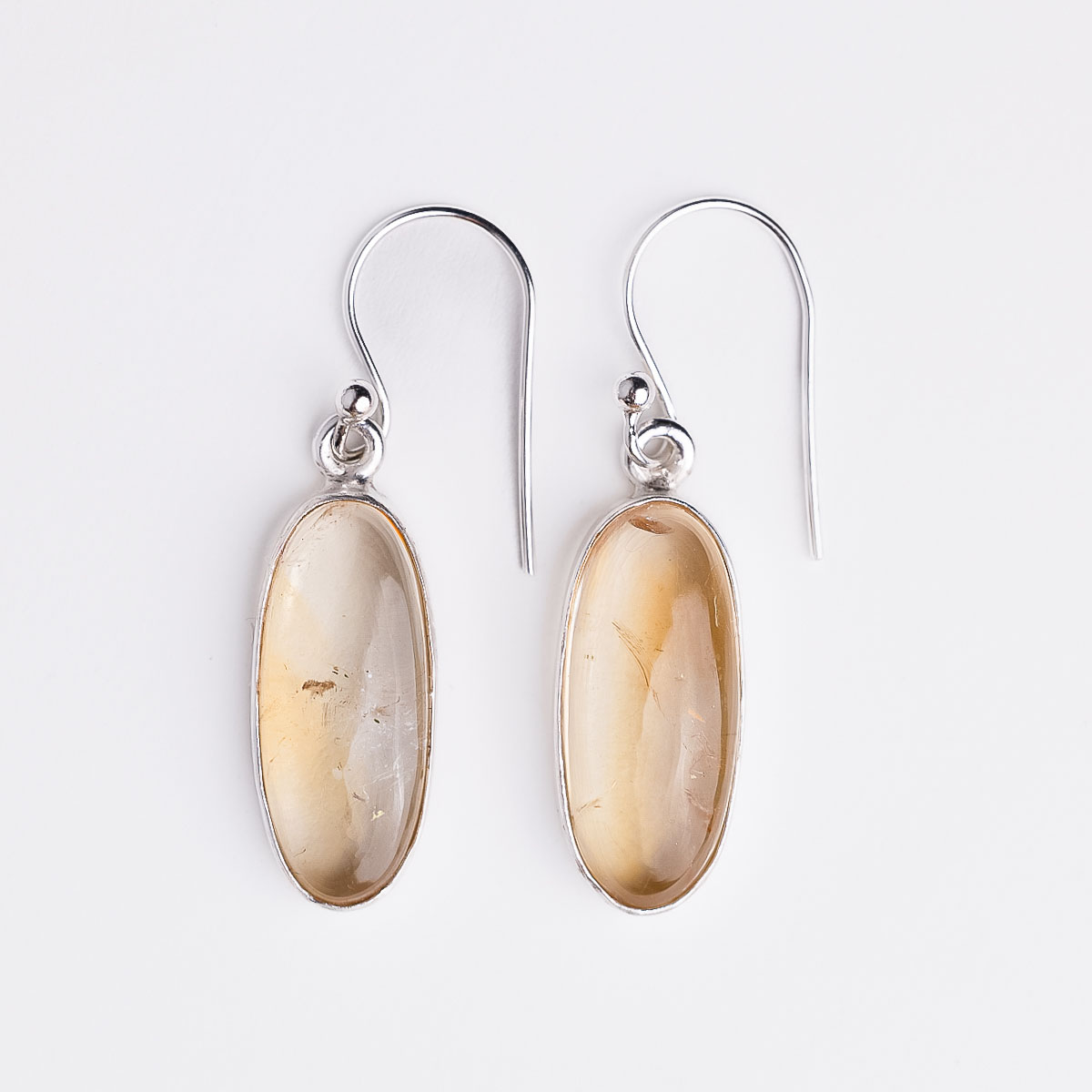 Srebrne naušnice “Ovali s citrinom“ Srebrne naušnice “Ovali s citrinom“