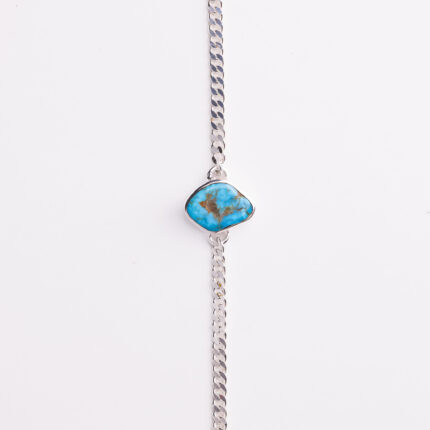 Srebrna narukvica “Komad tirkiza i lančić“ 1