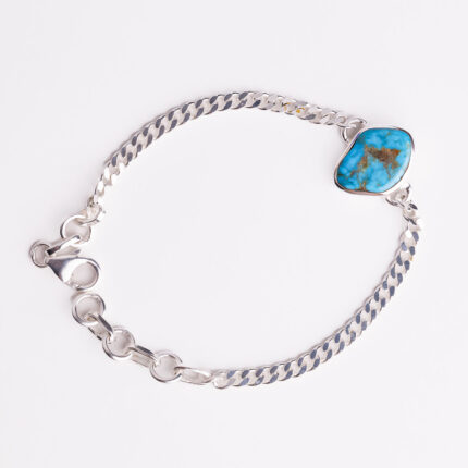 Srebrna narukvica “Komad tirkiza i lančić“ 3