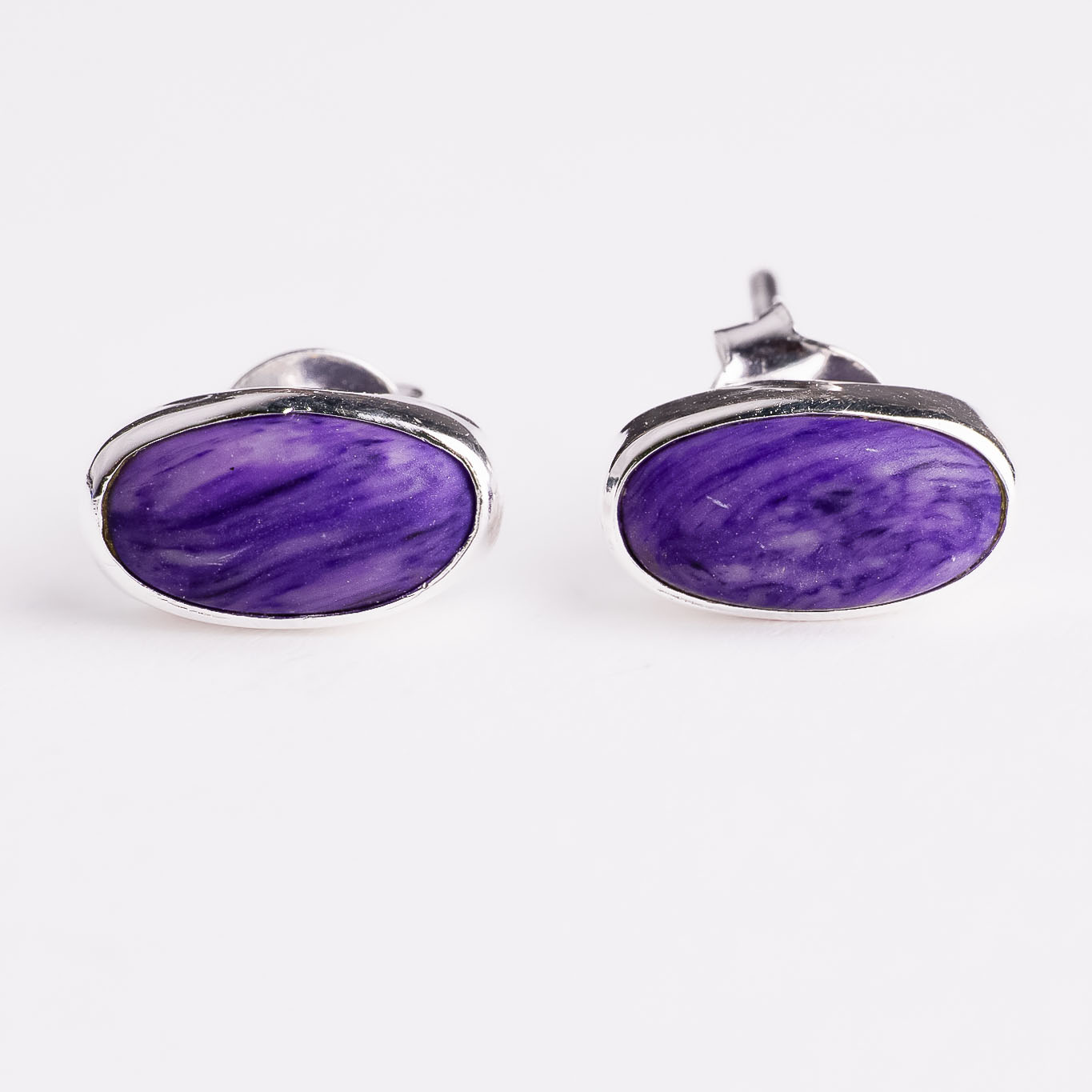 Srebrne naušnice “Ovali purpurita mali“ Srebrne naušnice “Ovali purpurita mali“