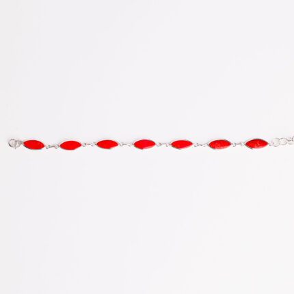 Srebrna narukvica “Špic s dvije strane spužva-koralj i bijeli sedef“ 1